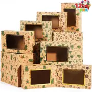JOYIN 24 PCS Foiled Christmas Cookie Boxes with Window 8.75" X 5.75" X 2.75”, Tr