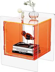 [solaround] Acrylic Side Table, Nightstand Bedside Table for Bedroom Living Room, Acrylic Tables (Orange)