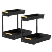 2 Pack Under Sink Organizer,2 Tier Pull Out Adjustable Height Under Cabinet S...