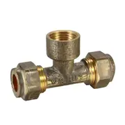 Copper Compression Reducing Tee Double Union - 15 mm x 15 mm x 1/2" Female BSP