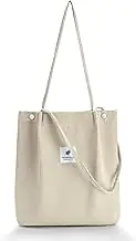 MORSUNBELA Shopping Bag Corduroy Tote Bags Shopping Bags Reusable Shopping Bag for Girls Women Used as Library Bag, Work Bag, Shoulder Bag,Travel Bag