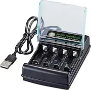 Generic 4-Bay USB AA Battery Charger - 4-Slot Alkaline Battery Charger for AA/AAA Batteries, 1.5V Output