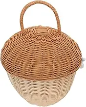 Zerodeko Handwoven Rattan Storage Bin with Lid Storage Basket for Organizing Sundries and Stylish Design for Home Use with Handle