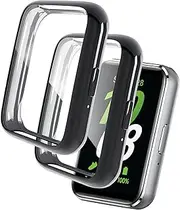 USTIYA 2X Case for Samsung Galaxy Fit 3 Smartwatch Cover Screen Protector TPU (Black)