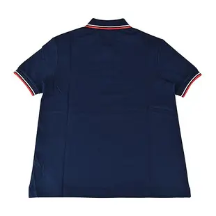 PRADA黑白橡膠LOGO紅白條紋設計純棉短袖POLO衫(S/M/L/墨藍)