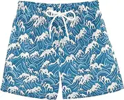 [RPLIFE] Boys Swimming Shorts, Anti-Chafe Swim Trunks Boys 2 T, Blue Ocean Waves