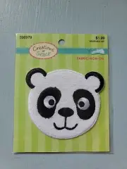 New Creations of Grace Panda Bear Face Applique Patch Fabric Iron Sew On