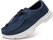 [TEOHRW] Men Extra Wide Shoes Casual Loafers Slip On Comfortable and Breathable Boat Shoes with Arch Support Insole