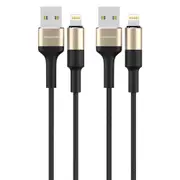 2PK RockRose Acacia AL 1m 2.4A Nylon USB-A Charging Cable For Apple iPhone