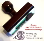 Mermaid In Waves Rubber Stamp With Custom Address