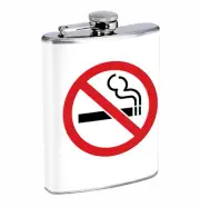 Flask No Smoking Sign 01R 8oz Stainless Steel Hip Drinking Whiskey