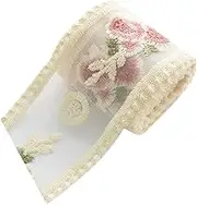 1 Roll Elegant Floral Embroidery Lace Trim Vintage Style Decorative Ribbon for DIY Hair Accessories Clothing Crafts and More