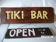 Sign TIKI BAR Open/Close Hand Carved Painted 2 IN 1 Sign New