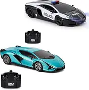 CMJ RC Cars Twin Pack 1:24 Scale Lambo Police Car Against Sian Twin Pack