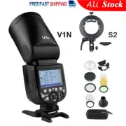 Godox V1-N V1N 2.4G Round Head Camera Flash For Nikon + S2 Bracket + AK-R1 Kit