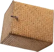 PHENOFICE Large Storage Basket with Lid Vintage Woven Picnic Basket for Outdoor Camping Stylish Storage Container for Home Organization Rustic Charm for Kitchen Decor