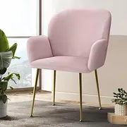 Artiss Dining Chairs Set of 2 Pink Armchair Esright Chair Nursing Seats Reading Seating Home Living Room Bedroom Kitchen Cafe Office Furniture, Soft Velvet and Metal Legs, in 40cm Seat Height