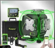16 line 4D Self-Leveling Laser Level 4x360° Cross Line Laser Receiver LCD Screen