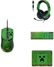 Razer Minecraft Gaming Bundle - Including The Razer Cobra Wired Gaming Mouse, Kraken V4 X Wired Gaming Headset, BlackWidow V4 X Mechanical Gaming Keyboard and The Gigantus V2 Gaming Mouse Mat