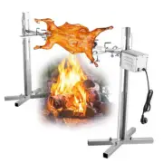 New Grill Roaster Stainless Steel BBQ Spit Lamb Pig Charcoal Roasting Machine US