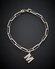 18K Italian Gold Over Silver 0.12 ct. tw. Diamond Paperclip Chain Bracelet