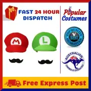 Super Mario Luigi Brothers Adult Mens Womens Kids Cap Costume Hat Moustache
