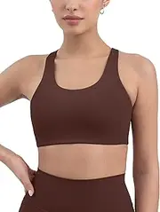 [PAVOI ACTIVE] Racerback Supportive Sports Bras for Women - High Support Scoop Neck Gym Workout Bra Removable Pads - HiPerform