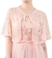 [Jdlsppl] Women's Shoulder Cape Half Sleeve Shrug Summer Party Light Elegant Capelet Lace Shawls and Wraps for Evening Dresses