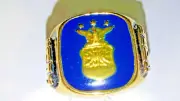 Air Force Ring Military Dark Blue Enamel 18kt yellow gold USA 13 new