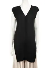 Black V-Neck Sheer Long Top