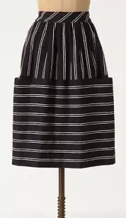Maeve Full Silhouette Nubby Stripes Skirt Size 2 Blue Motif NW ANTHROPOLOGIE Tag