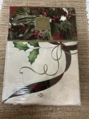 Lenox Holiday Nouveau Christmas Fabric Tablecloth 60"x84" Oval. New In Package