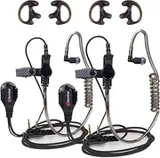 Covert Acoustic Tube Earpiece with Mic for Baofeng UV-5R Walkie Talkies, Surveillance Headset and PTT Compatible with 2 Way Radios Brands Baofeng and Kenwood, Puxing, Wouxun (2 Pcs-Black)