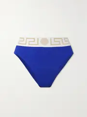 [Versace] Versace - Vita Jacquard-trimmed Bikini Briefs - Royal blue - 1 1 Blue