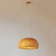 TONFON Bamboo Woven Chandelier Handmade Restaurant Pendant Light Farmhouse Bamboo Art Hanging Light Tea Room Ceiling Light Fixture for Kitchen Island Entryway Dining Room Study Room Living room Bedroo