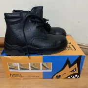 Mongrel Brown Leather Safety Boots Steel Cap Lace Up, Size AUS6 Air Zone Comfort