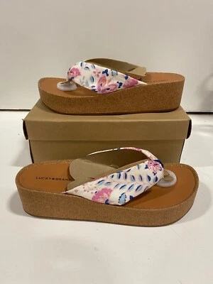 Lucky Brand Women's Lellina Platform Wedge Thong Sandal, Breezy Multi, Size 11 M