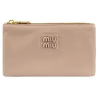 在飛比找森森購物網優惠-MIU MIU 5MB040 品牌LOGO拉鍊卡片零錢包.淺