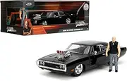 Jada Toys Fast and Furious - 1970 Dodge Charger 1:24 Die-Cast Car with Dom Figure,Black