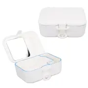 Dentures Storage Box Deep Cleansing Brush Denture Retainer Case With Mirror FAD