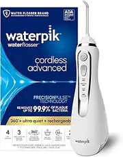Waterpik Cordless Advanced Water Flosser For Teeth, Gums, Braces, Dental Care With Travel Bag and 4 Tips, ADA Accepted, Rechargeable, Portable, and Waterproof, White WP-560, 8 Piece Set