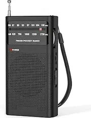 Goodes Portable Radio AM FM, Transistor Radio with Loud Speaker, Headphone Jack, 2AA Battery Operated Radio for Long Range Reception, Portable Radio for Indoor, Outdoor and Emergency Use-Black