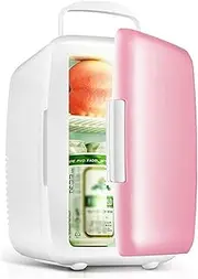 6 Litre Mini Fridge for Bedroom 8 Can Table Top Refrigerator Compact Skincare Fridge Food Heater & Beverage Cooler Portable and Quiet for Bedroom, Office, Dorm, Car (Color : Pink, Size : Only car)