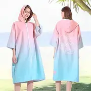 Microfiber Changing Robe With Hood and Zipper - Short Sleeve Surf Poncho Oversized Towel Quick Dry One Size Fit All for Surfing Swimming Wetsuit Changing