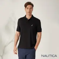 在飛比找momo購物網優惠-【NAUTICA】男裝 吸濕排汗休閒素面短袖POLO衫(黑)