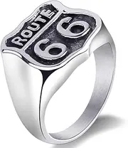 [Generic] Retro The Mother Road 66 Road Sign Stackable Ring - Statement Jewelry for Classic Car Enthusiasts