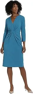[Maggy London] Women's Plus Size Notched V-Neck Sophisticated Sheath Dress Event Office Workwear Guest of