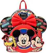 [Loungefly] Disney Mickey and Friends Classic Ear Holder Mini Backpack Combo, Multi, Mini