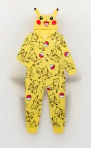 Pokemon Pikachu Hoodie Union Suit One Piece Pajamas 4-5, 8, 10-12, 14-16 Boys