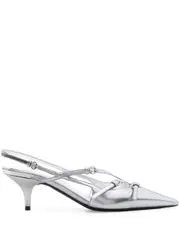 [Miu Miu] 55mm leather buckle pumps 38 Silver